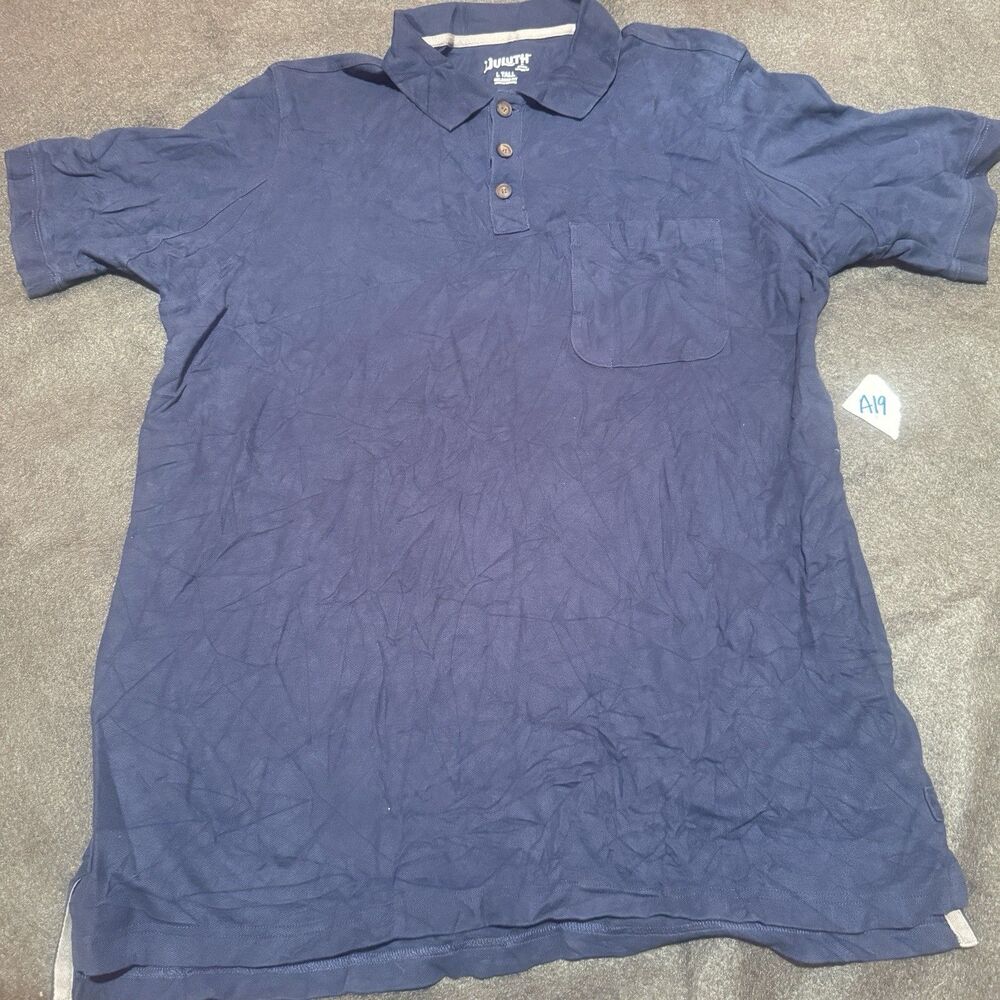 Duluth Trading Mens Polo Shirt L Large Tall Blue Relax Fit Short Sleeve